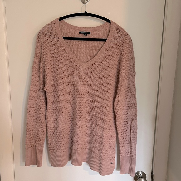 American Eagle Outfitters Pink V-Neck Sweater - Picture 1 of 5